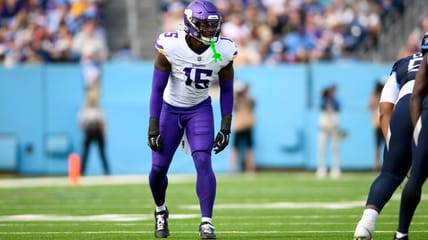 Dallas Turner defends during the first half against the Titans at Nissan Stadium.