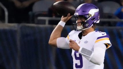 Vikings QB J.J. McCarthy in 2025 against the Bears in Week 1.