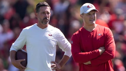 Kyle Shanahan and John Lynch in 2022