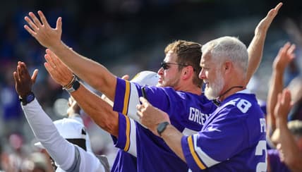 Minnesota Vikings fans react during the second half against the New York Giants at MetLife Stadium.