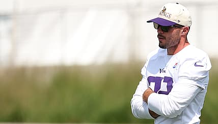 Harrison Smith looks on during Vikings training camp in 2025.