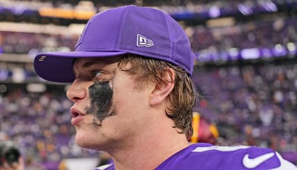 J.J. McCarthy against the Commanders in 2025. Vikings vs. Commanders.