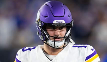 Minnesota Vikings quarterback Daniel Jones throws against the Los Angeles Rams during the NFC wild card game at State Farm Stadium.