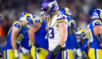 Andrew Van Ginkel on the field for the Vikings during the Wild Card game vs. the Rams.