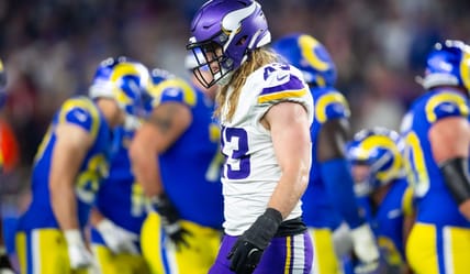 Andrew Van Ginkel on the field for the Vikings during the Wild Card game vs. the Rams.