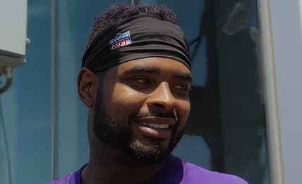 Vikings wide receiver Jauan Jennings speaks to reporters after OTA practice at TCO Performance Center.