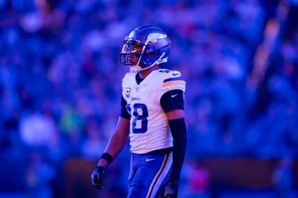 Justin Jefferson lines up during a playoff game against the Rams at State Farm Stadium.