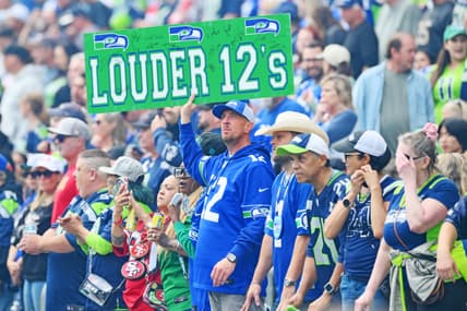 Seahawks fans, Week 1 2025, cheering on Sam Darnold