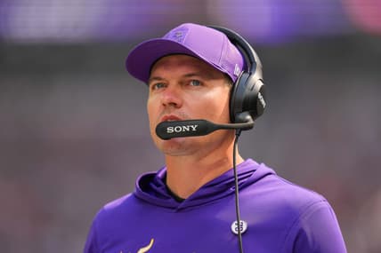 Kevin O’Connell watches from the sideline during the Vikings game against the Cincinnati Bengals at U.S. Bank Stadium.