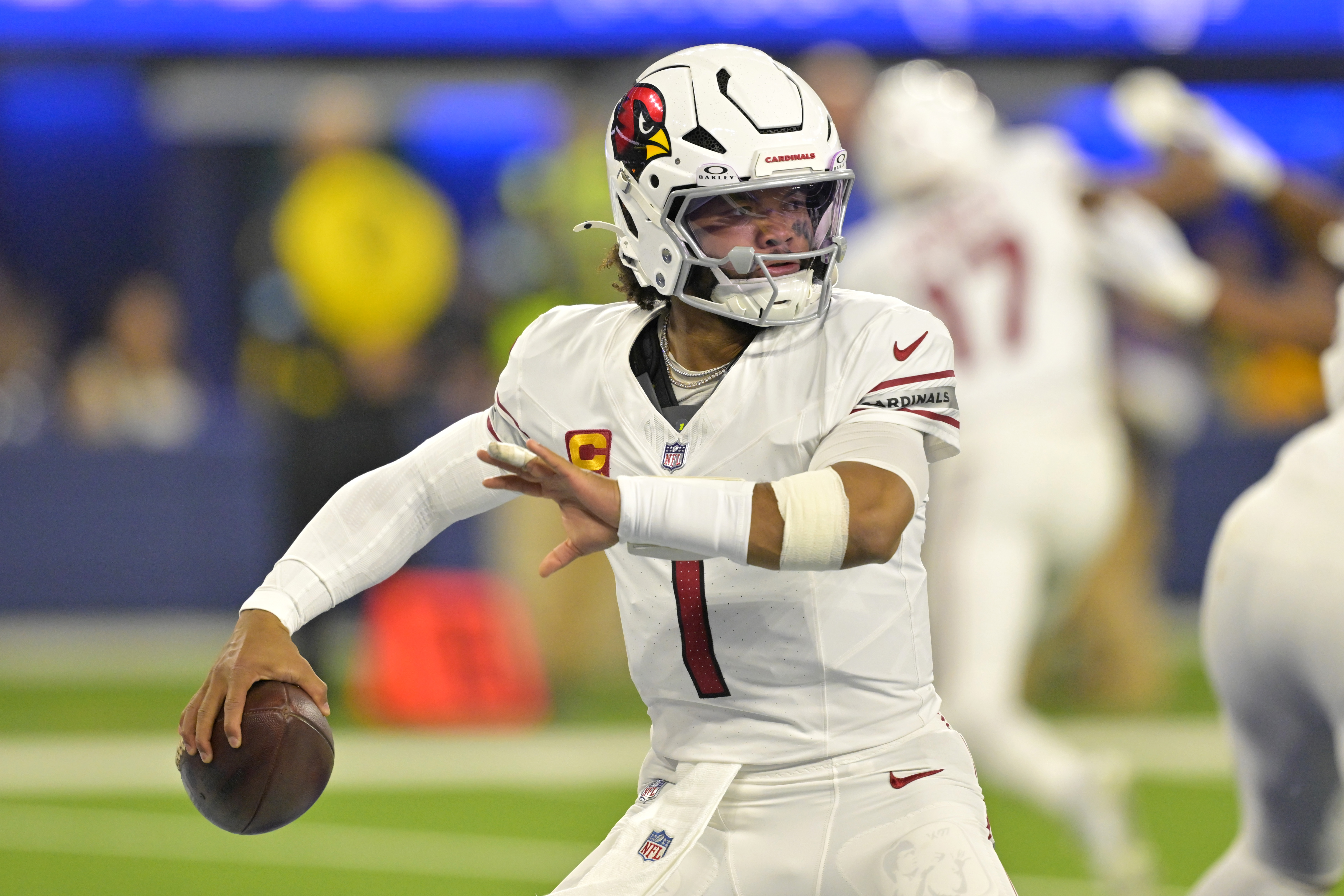Kyler Murray scrambles for a first down during the second half against the Rams at SoFi Stadium.