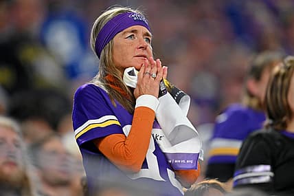 Minnesota Vikings fans react from the stands during an NFC Wild Card playoff game against the New York Giants.
