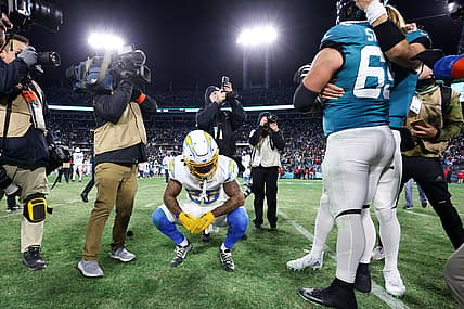 Asante Samuel Jr. reacts after the Chargers’ playoff loss to the Jaguars during the AFC Wild Card game in Jacksonville.