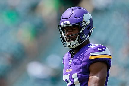 Lucky Jackson on field before Vikings game against Eagles in 2024.
