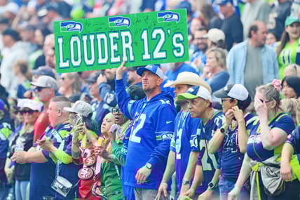 Seahawks fans, Week 1 2025, cheering on Sam Darnold