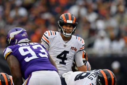 Bears QB Chase Daniel in 2019 at the line of scrimmage