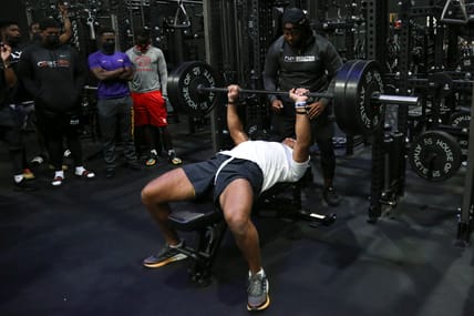 Linebacker Chazz Surratt in 2021 working out
