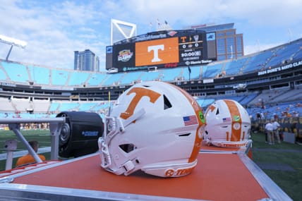 Tennessee CB Jermod McCoy's helmet on display in 2024