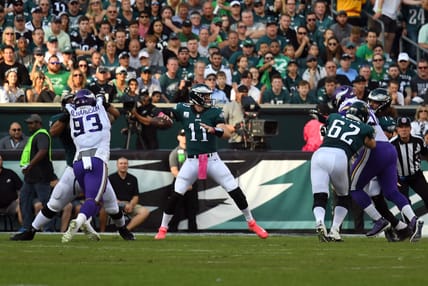 Eagles QB Carson Wentz in 2018 against the Vikings