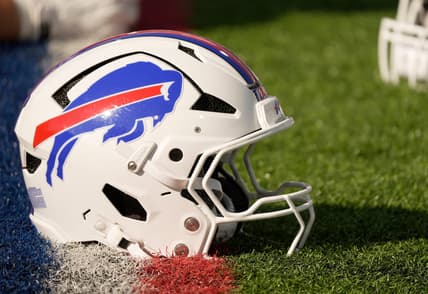 A Bills helmet in the preseason of 2025