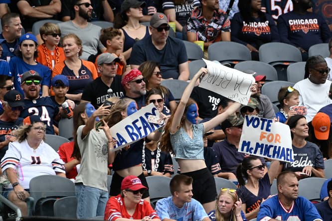 Chicago Bears fans in stands during preseason game against Buffalo Bills