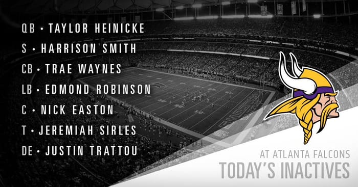 Vikings Week 12 Inactives 2015