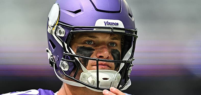 Vikings QB J.J. McCarthy in a preseason game versus the Texans in 2025.