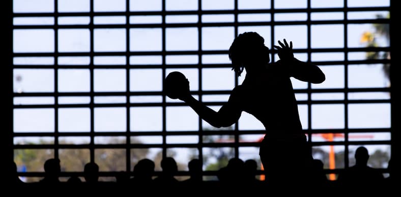 Anthony Richardson throws a pass at Florida’s 2023 NFL Pro Day.