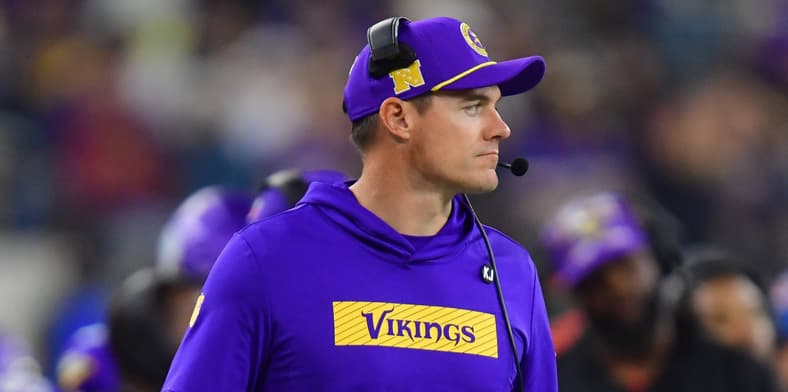 Vikings head coach Kevin O'Connell at SoFI Stadium in 2024.