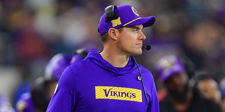 Vikings head coach Kevin O'Connell at SoFI Stadium in 2024.