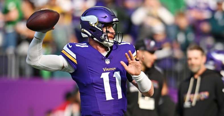 Week 7 of 2025, Vikings QB Carson Wentz against the Eagles NFC North