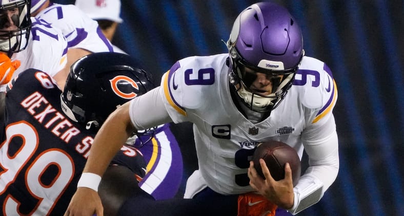 Vikings QB J.J. McCarthy in Week 1 at the Chicago Bears