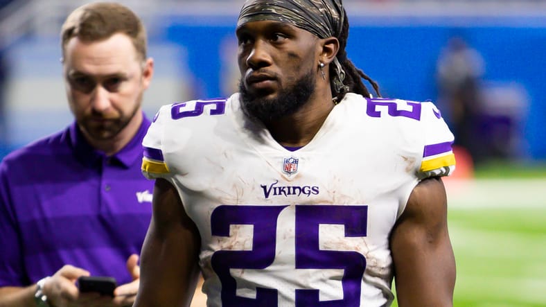 Alexander Mattison walks off field after game vs Lions.