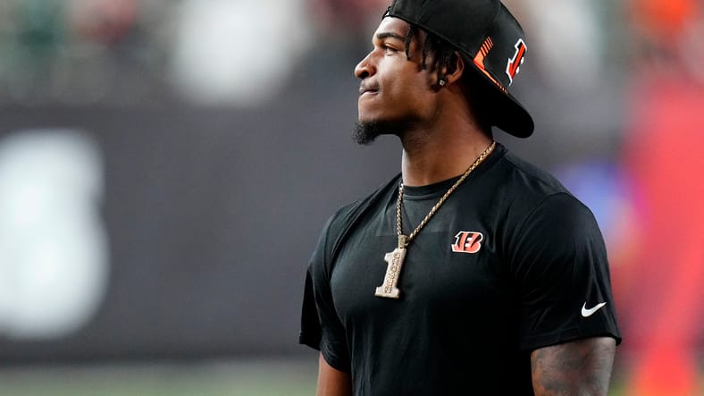 Ja’Marr Chase heads to the locker room after the Bengals faced the Cardinals at Paycor Stadium.