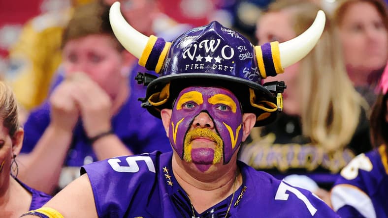 Vikings fan watching game during 2014 season opener against Rams