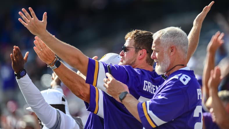 Minnesota Vikings fans react during the second half against the New York Giants at MetLife Stadium.