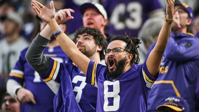 Vikings fans react in the stands during a game against the Green Bay Packers at U.S. Bank Stadium.
