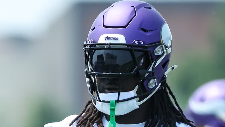 Andrew Van Ginkel and Brian Asamoah practice during Vikings minicamp at the team’s training facility.