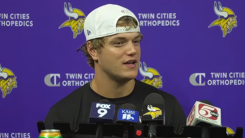 J.J. McCarthy speaks at Vikings minicamp after missing rookie season due to injury.