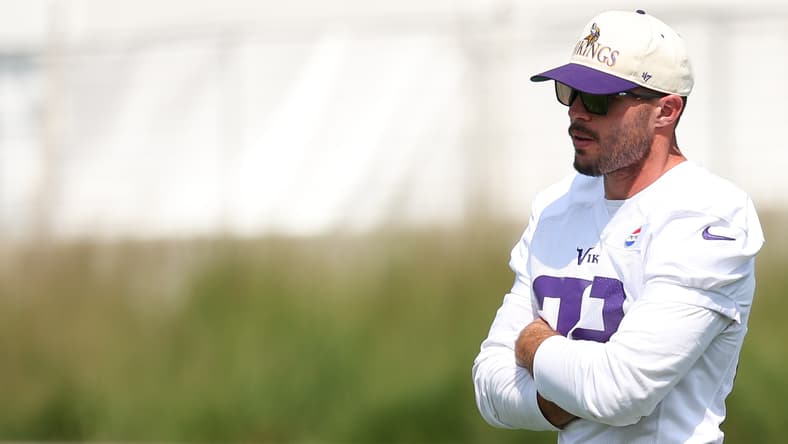 Harrison Smith looks on during Vikings training camp in 2025.