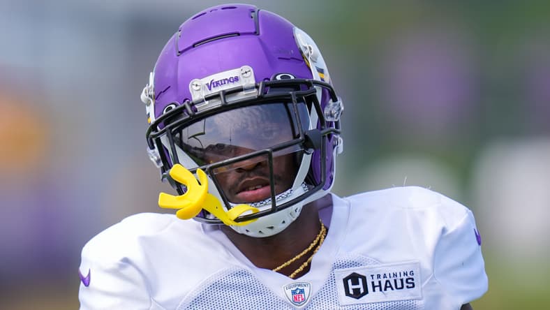 Jordan Addison at Vikings training camp in 2023.