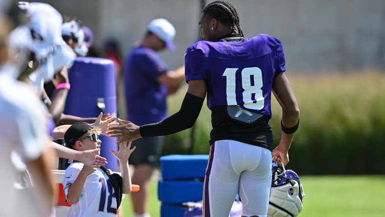 Justin Jefferson at Vikings training camp in 2024.