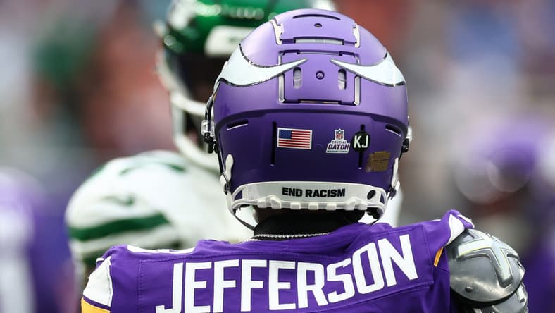 Justin Jefferson in London with the Vikings in 2024.
