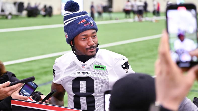 Stefon Diggs at Patriots training camp in 2025.