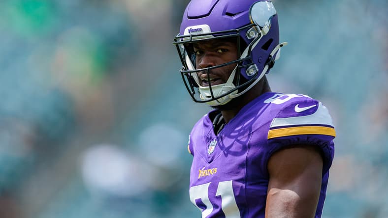 Lucky Jackson on field before Vikings game against Eagles in 2024.