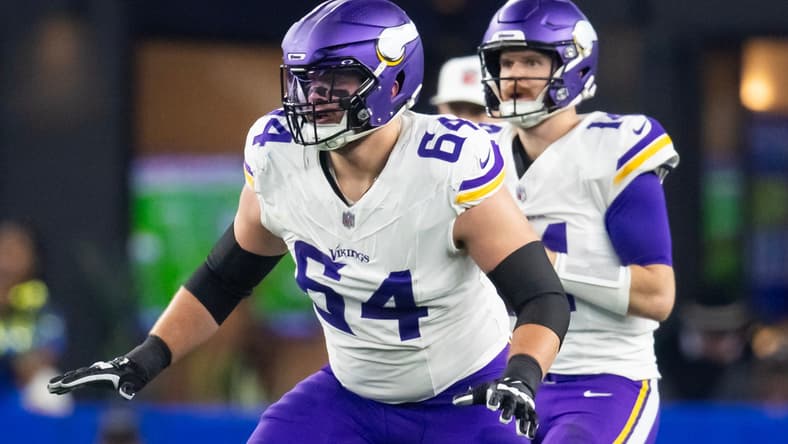 Blake Brandel in the 2024 playoffs for the Vikings