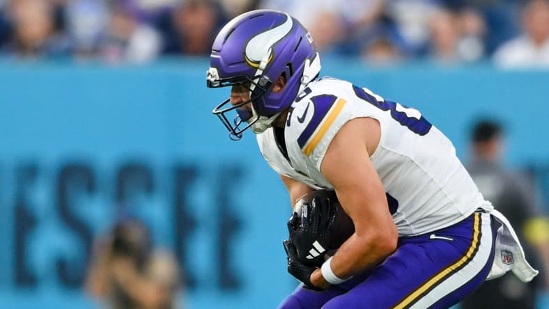 Thayer Thomas, Vikings WR, in the 2025 preseason.