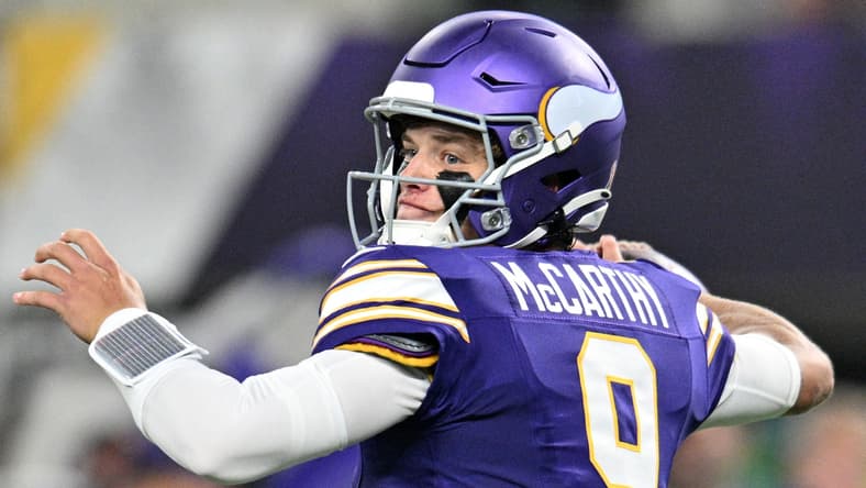 J.J. McCarthy in Week 2 against the Atlanta Falcons
