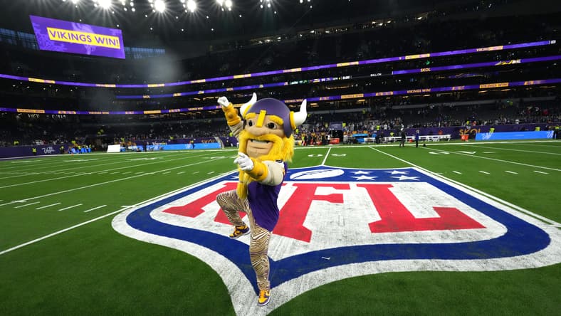 Vikings mascot Viktor in London in 2024