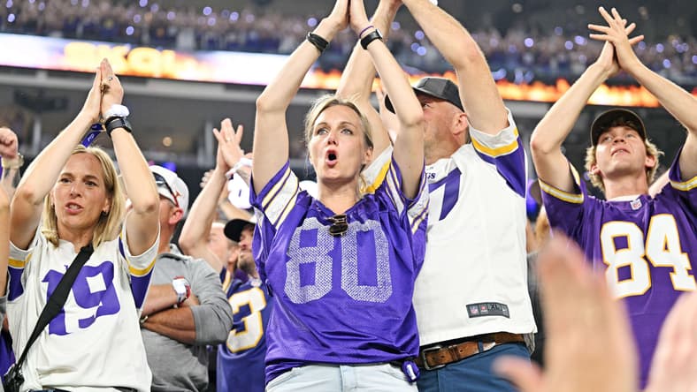 Vikings fans fill U.S. Bank Stadium during a game against the Falcons