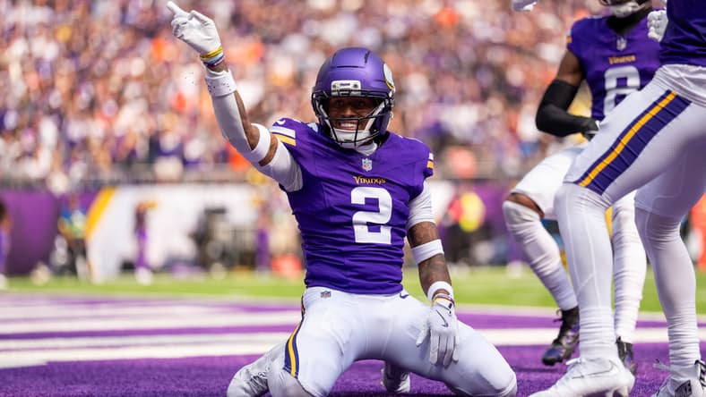 Isaiah Rodgers reacts after breaking up a pass for the Vikings against the Bengals.